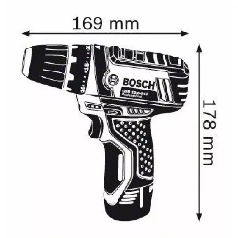 Bosch GSR 10,8-2-LI Professional Keyless Schwarz, Blau, Rot