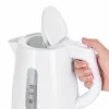 Elektrischer Wasserkocher SEVERIN 1 L 2200 W weiß – kabellos, 360° Basis, verdecktes Heizelement