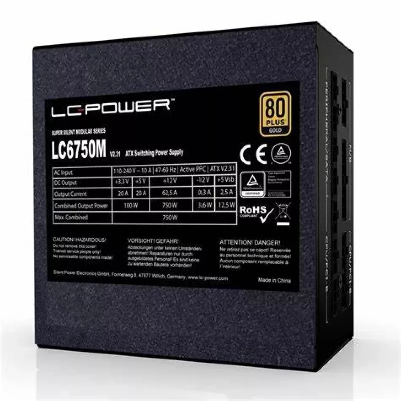 LC-Power Super Silent LC6750M V3.0 750W 80Plus Gold 135mm-Lüfter retail - PC-/Server-Netzteil - ATX