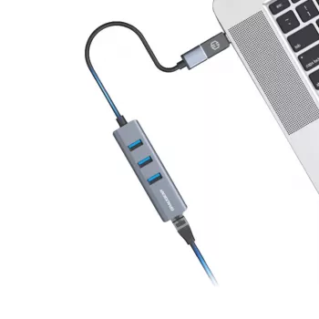 GRAUGEAR USB Hub G-HUB31L-A — USB 3.2 Gen 1 Typ-A-Host, 3x USB 3.2 Gen 1 Typ-A-Ports + RJ-45, 5000 Mbit/s