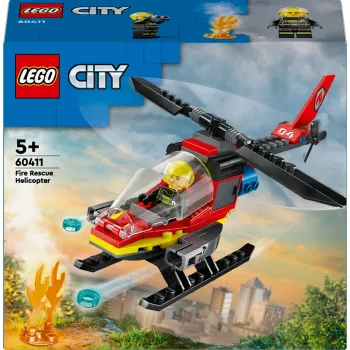 LEGO City Feuerwehrhubschrauber 60411 Bauspielzeug, 85 Teile, drehbare Rotorblätter, 1 Minifigur, Alter 5+ (220×90×60 mm)