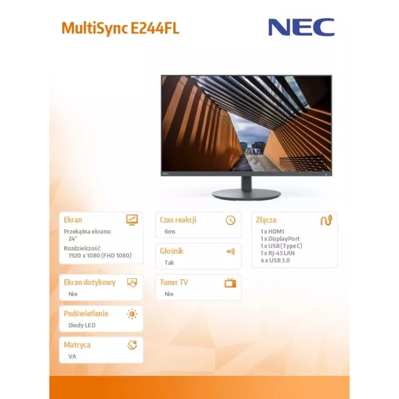 NEC MultiSync E244FL Computer-Monitor 61 cm (24 Zoll) 1920 x 1080 Pixel Full HD LCD Schwarz