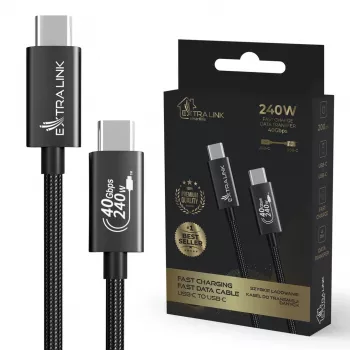 USB-C-auf-USB-C-Kabel Extralink CABESL05 — 2 m, USB 2.0, schwarz