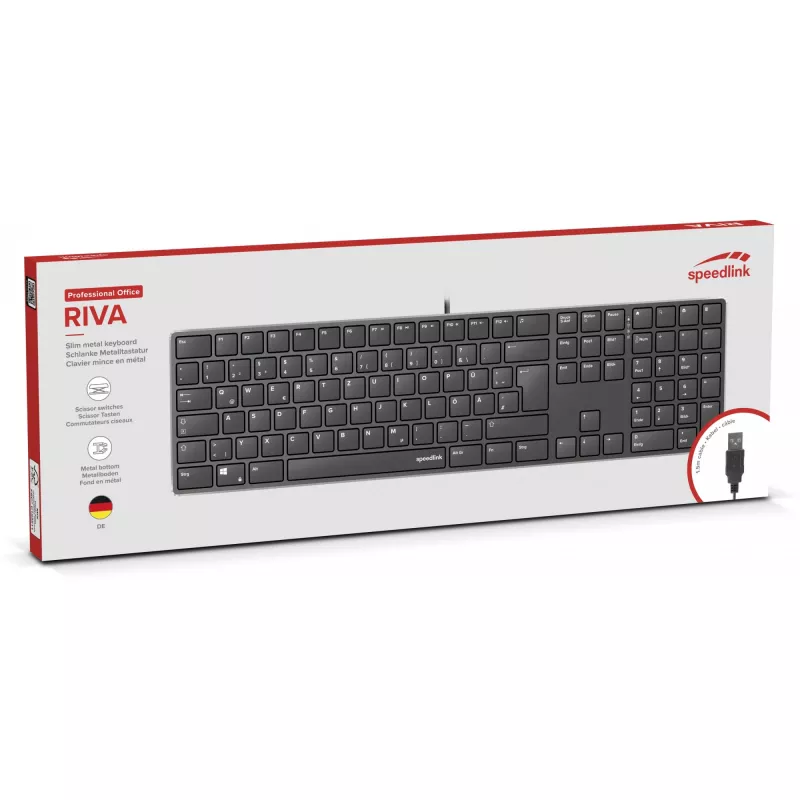 Tastatur SPEEDLINK SL-640010-BK USB Deutsch Schwarz Full-Size 110 Tasten