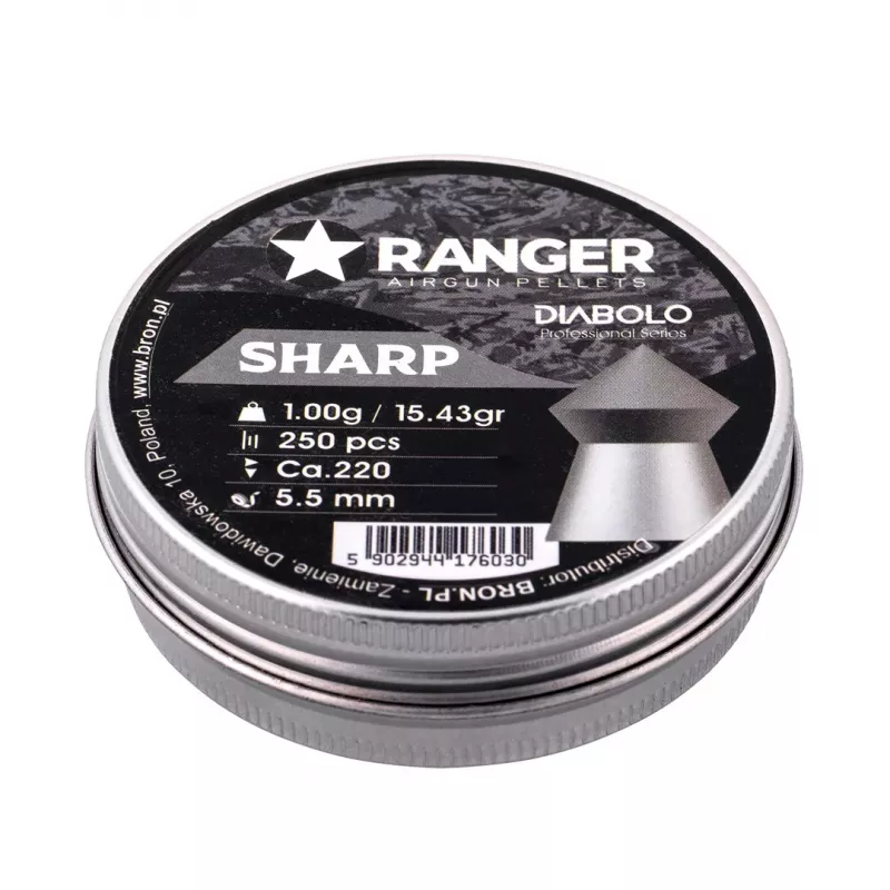 Diabolos RANGER PRORO 5,5 mm, Diabolo-Form, silber, 250 Stück, Aluminium-Spender