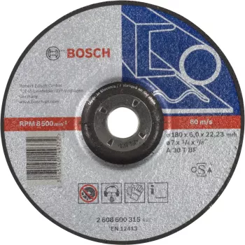 Schleifscheibe Expert for Metal, Ø 180 mm, Schleifscheibenbohrung 22,23 mm, A 30 T BF, gekröpft