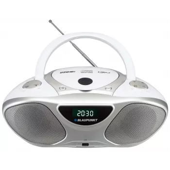 CD-Recorder BLAUPUNKT BB14WH — CD-Recorder mit MP3-Wiedergabe, USB, LCD, Uhr, 2x1 W Lautsprecher, Silber/Weiß