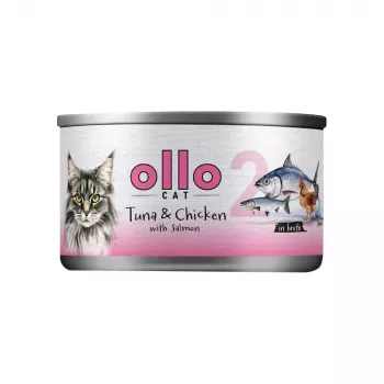 Ollo Thunfisch & Hühnchen mit Lachs in Brühe Nr. 2 70g