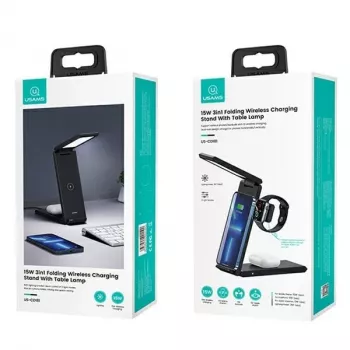 Kabelloses Ladegerät mit Lampe 3-in-1 15W von usams Modell CD181WXC01 schwarz