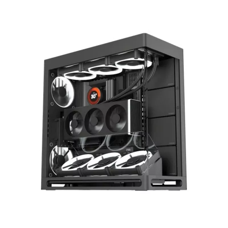HAVN HS 420 VGPU PC-Gehäuse, Midi-Tower, E-ATX, gehärtetes Glas, PCIe-5.0-Riser-Kabel - schwarz
