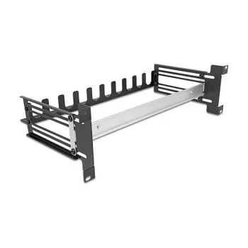 Sicherungsautomat-Panel DELOCK 67282 — Metall-Zubehör für 19-Zoll-Rack, schwarzes Gehäuse, 1 Stück