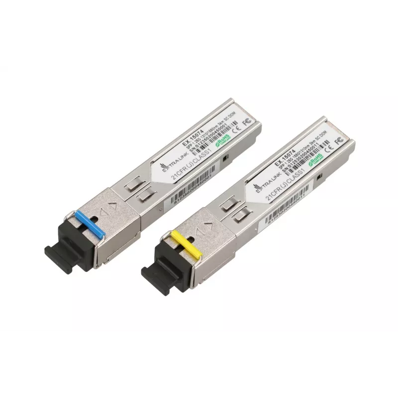Extralink SFP 1.25G WDM Modul-Paar 1310/1550nm Singlemode 3km SC DOM für HP/Aruba