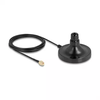 DELOCK ULA100 magnetische Antennenbasis — 1×N-Buchse auf 1×RP-SMA-Stecker, 3 m Kabel, Außenbereich, schwarz