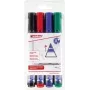 Permanentmarker Edding 653 Keil-/Feinspitze Schwarz Blau Grün Rot 4 Stück