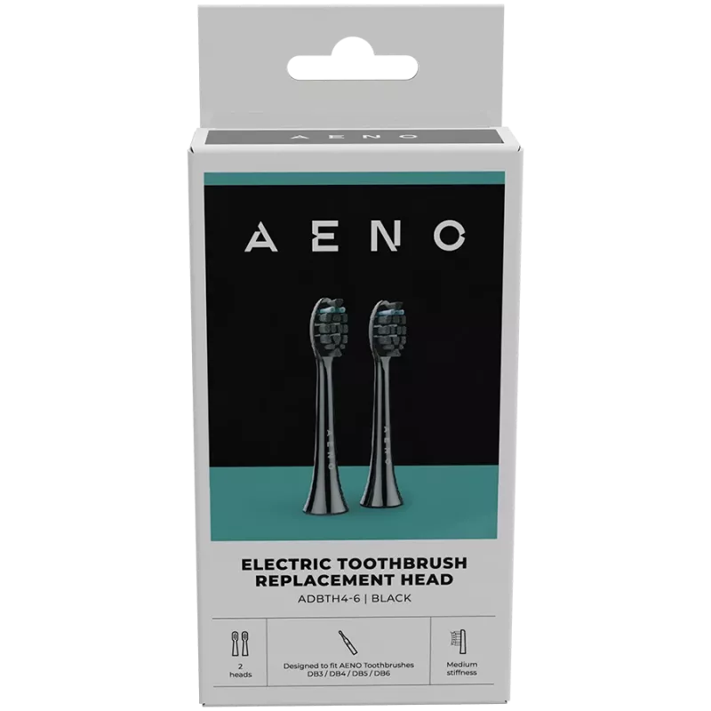 AENO Ersatzbürstenköpfe, Schwarz, Dupont-Borsten, 2 Stück im Set (für ADB0004/ADB0006 und ADB0003/ADB0005)