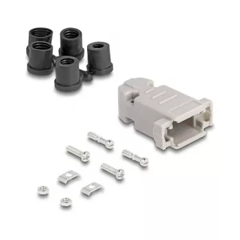 DELOCK D-Sub-Gehäuse 9-polig mit Gummidichtungen, Kunststoff, schwarz/grau, 41,6×31,6×19,8 mm