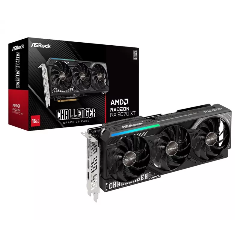 Grafikkarte ASRock Challenger Radeon RX 9070 XT — 16 GB GDDR6, 256-Bit, PCIe 5.0, 3-Lüfter-Aktivkühlung