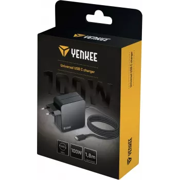 Ladegerät YENKEE YAU C100 100W mit 1,8 m Kabel – Schnellladegerät für Mobilgeräte