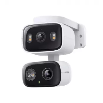 TP-Link Tapo C246D Dual-Objektiv-Schwenk-Neige-Überwachungskamera für Innen und Außen, 2K 3MP (2304×1296), 125° Weitwinkel + 6 mm Teleobjektiv, IP65, WLAN, microSD bis 512 GB