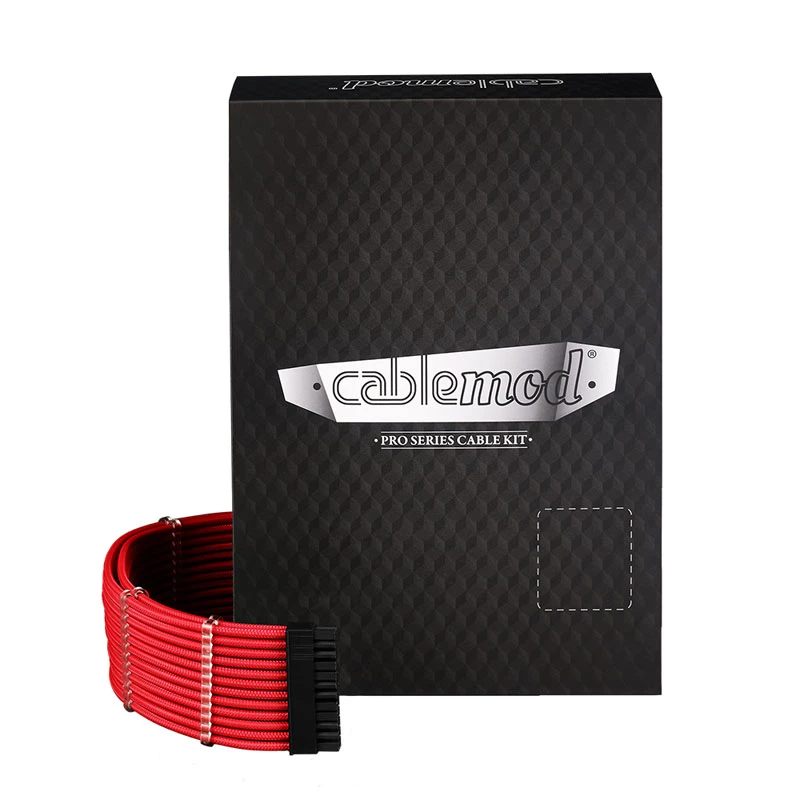 CableMod Kabel Kit C-Series PRO ModMesh RM Schwarz Label CM-PCSR-16P3KIT-NKR-R – gesleevte Netzteil- und GPU-Kabel, ModMesh, rot