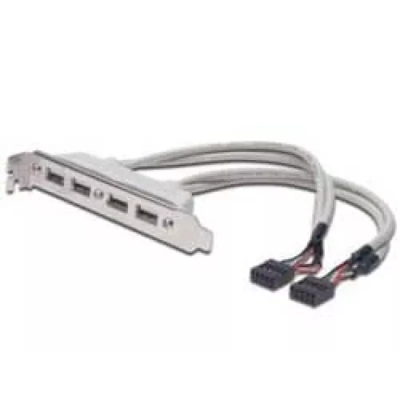 Slotblechkabel USB 2.0 HighSpeed Typ 2xIDC (5pin)/4xUSB A M/F grau 0,25 m