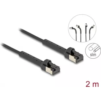 Netzwerkkabel DeLOCK RJ45 schlank Cat.8.1 U/FTP 2m Schwarz