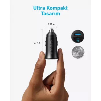 Anker Auto-Ladegerät 30 W 2 Ports Schwarz Schnellladung