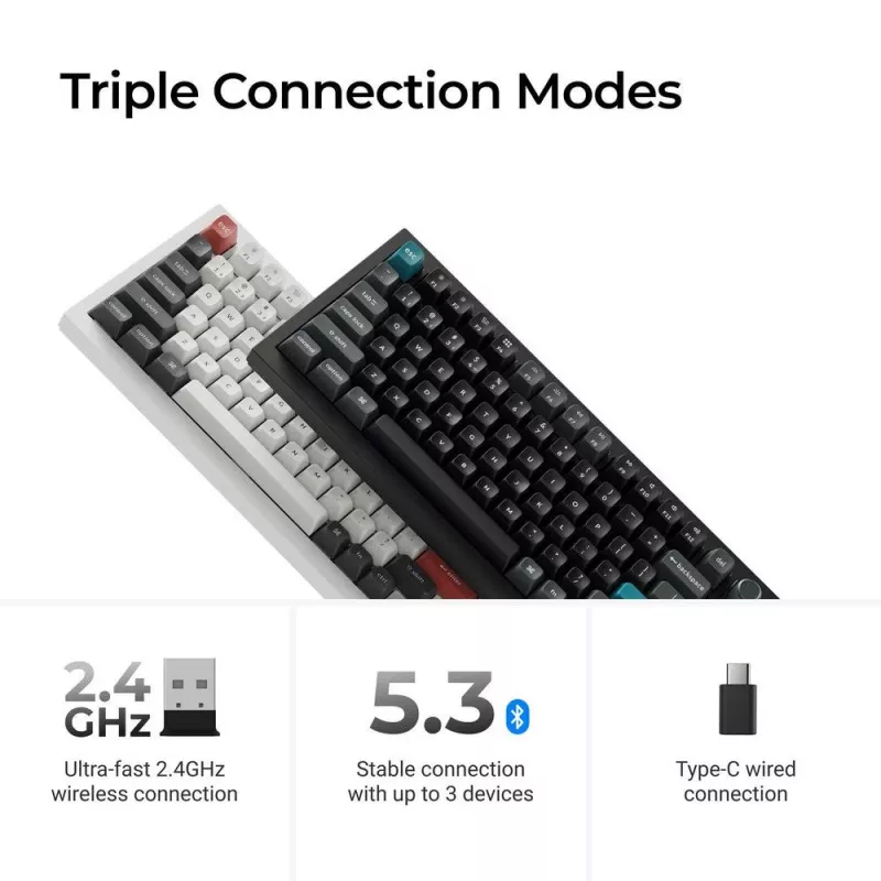 Mechanische Tastatur Keychron Q1 Ultra 8K — 75% Layout, USB + RF Wireless + Bluetooth, RGB, Schwarz