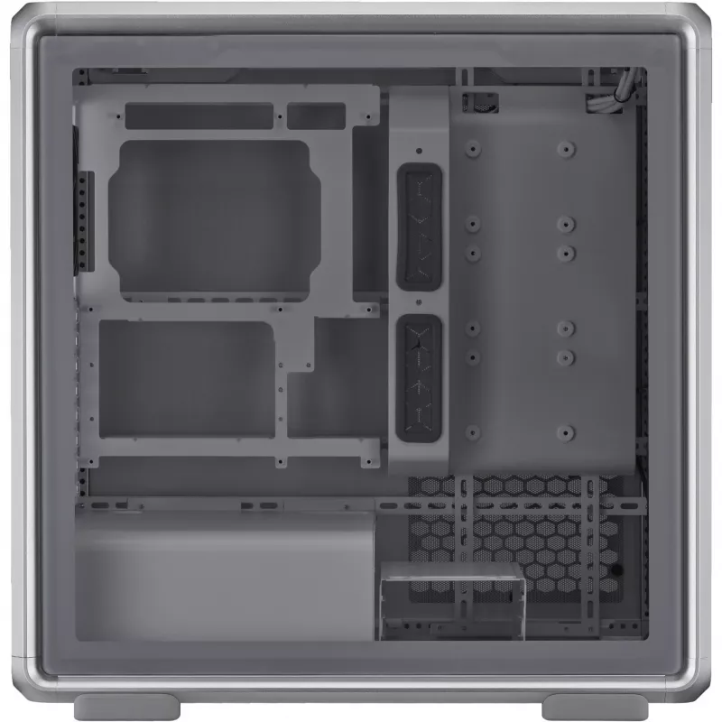 PC-Gehäuse Cooler Master MasterFrame 600 Midi Tower Silber — ATX/Micro-ATX/ITX, gehärtetes Glas, unterstützt 3x140 mm Frontlüfter