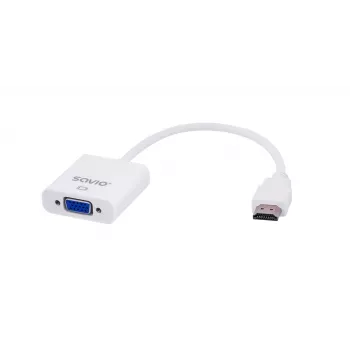 Savio CL-27B Videokabeladapter 0,1 m HDMI Typ A (Standard) VGA (D-Sub) Weiß