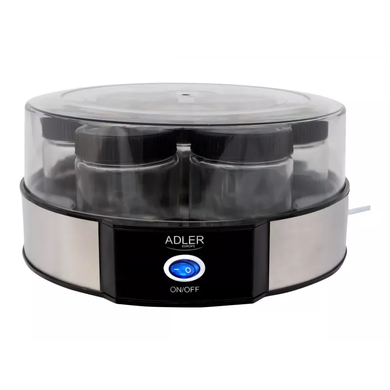 Joghurtbereiter Adler AD 4476 — 7 Gläser, 42 °C, 20 W, grau/schwarz/transparent