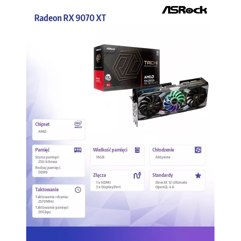 ASRock Radeon RX 9070 XT TC 16GB GDDR6 PCIe 5.0 Grafikkarte