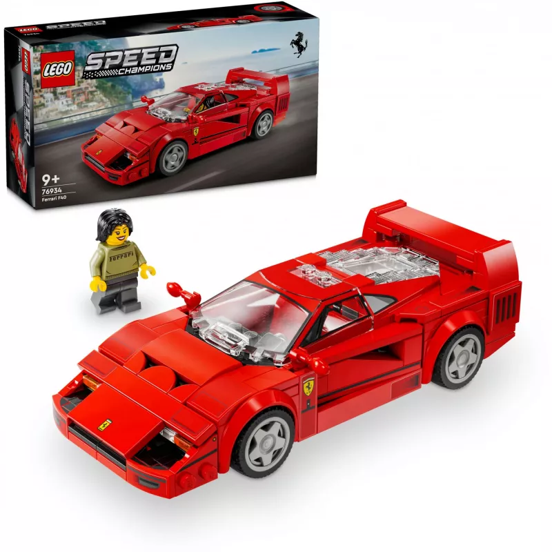 LEGO Speed Champions Ferrari F40 Supercar – baubares Fahrzeug-Spielzeugauto für Jungen und Mädchen ab 9 Jahren mit Fahrer-Minifigur, Kinderzimmer-Deko