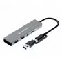 USB-Hub GrauGear G-HUB2C2A-10G — 4-Port USB 3.2 Gen 1 (2x Type-C, 2x Type-A), 10 Gbit/s, 100 W, Aluminium, grau