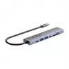 USB-C-Hub Unitek H1124AGY01 mit 100W PD, HDMI 2.0, 2x USB‑A, 2x USB‑C, SD/microSD-Kartenleser — Aluminium