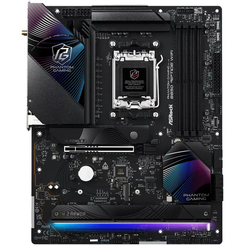 Mainboard ASRock Phantom Gaming B850 Riptide WiFi — AMD B850, Socket AM5, ATX, DDR5, 4x M.2, Wi‑Fi 7, 2.5Gb LAN