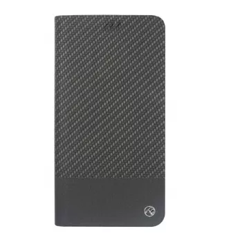 Telefon-Buchhülle Tellur für iPhone XS Max – schwarzes Karbon-Finish, Folio-Brieftaschenstil