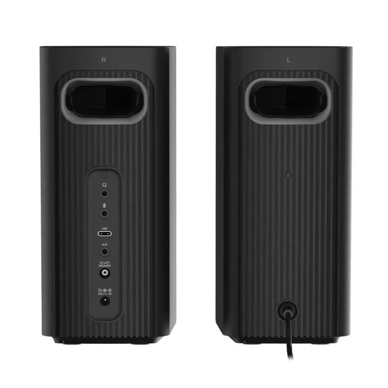 CREATIVE T60 2.0 Kompakte Hi-Fi Desktop-Lautsprecher mit klarem Dialog und Surround durch Sound Blaster SmartComms Kit, USB-C Audio-, Mikrofon- und Headset-Anschlüsse B