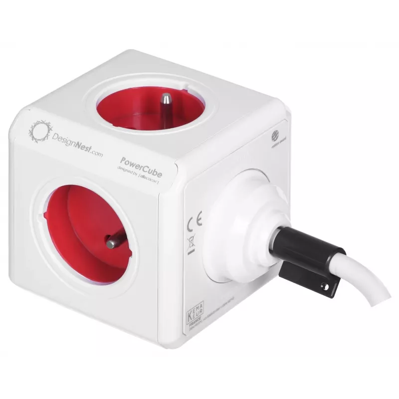 Allocacoc 2304/FREXPC Steckdosenleiste 3 m 5 AC-Steckdosen Innen Rot, Weiß