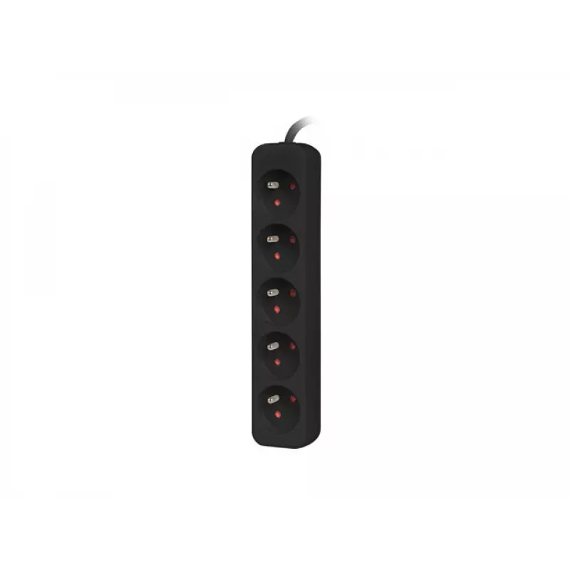 Lanberg PS0-05E-0300-BK Verlängerungskabel 3 m 5 AC-Ausgänge Innen Schwarz (PS0-05E-0300-BK)