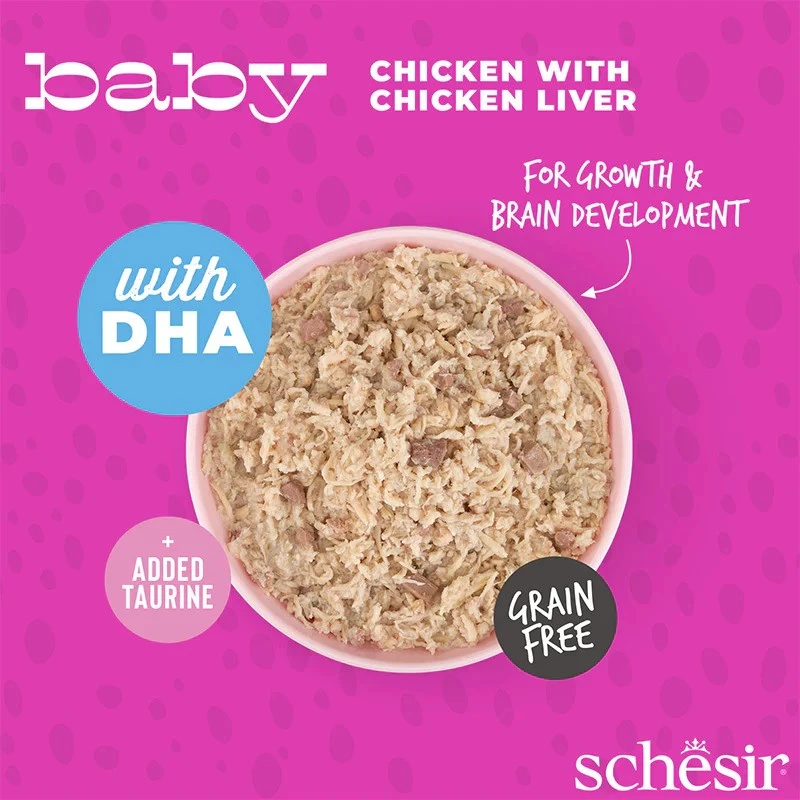 Nassfutter für Katzen Agras Pet Foods Schesir Baby in Brühe 70 g — Huhn, getreidefrei, für Junge Katzen