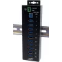 USB-Hub Exsys EX-1580SHMVS 10-Port Managed mit USB-Kabel und DIN-Schienen-Montagesatz
