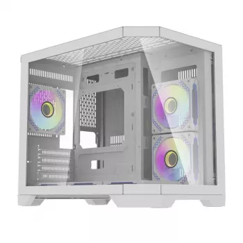 Darflash FT418 Computergehäuse + 6 aRGB-Lüfter (weiß)