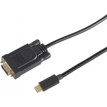 Videokabel-Adapter S/CONN 10-59045 3 m USB Type-C VGA (D-Sub) Schwarz