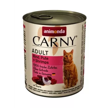 Feuchtes Katzenfutter animonda Carny Dose 800 g — Adult, Truthahn & Rind, Protein 11,5 %, Feuchtigkeit 79 %