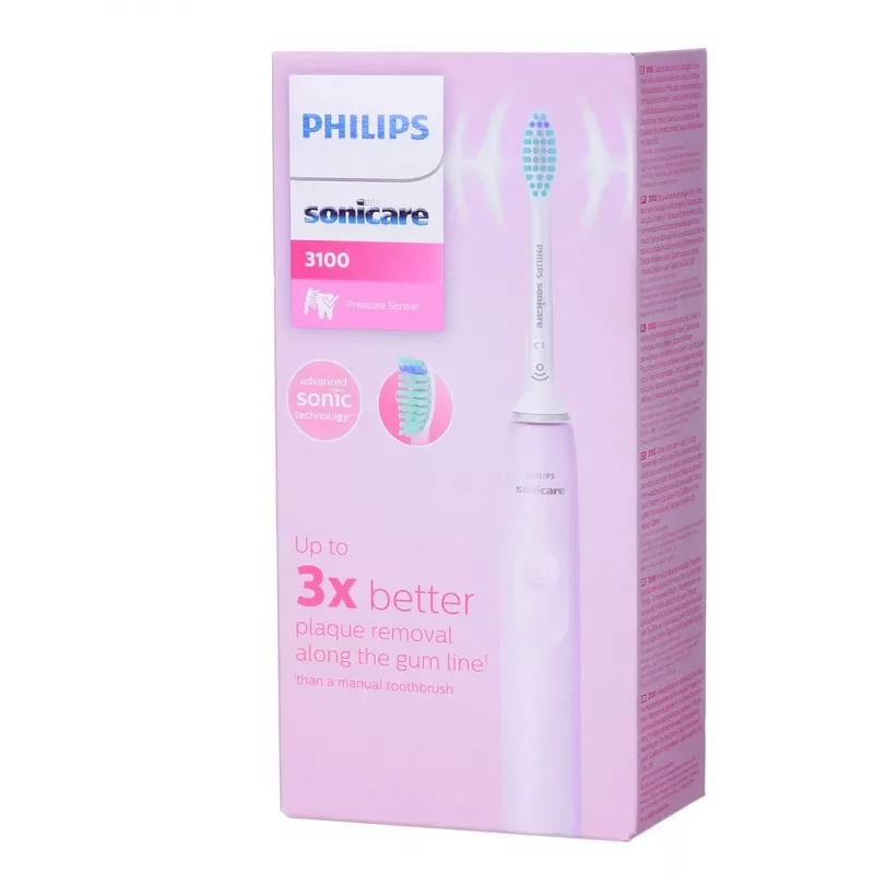 Schallzahnbürste Philips 3100 series HX3671/11 mit Drucksensor, integriertem Li‑Ion‑Akku, 1 Bürstenkopf, weiß/rose