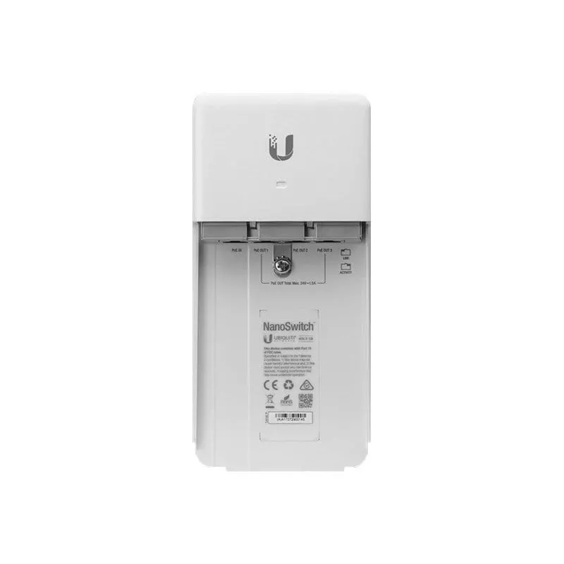 Switch UBIQUITI NanoSwitch Gigabit Ethernet PoE, 4x Gigabit RJ-45, 4x PoE-Ports, 36 W Budget, 24 V DC