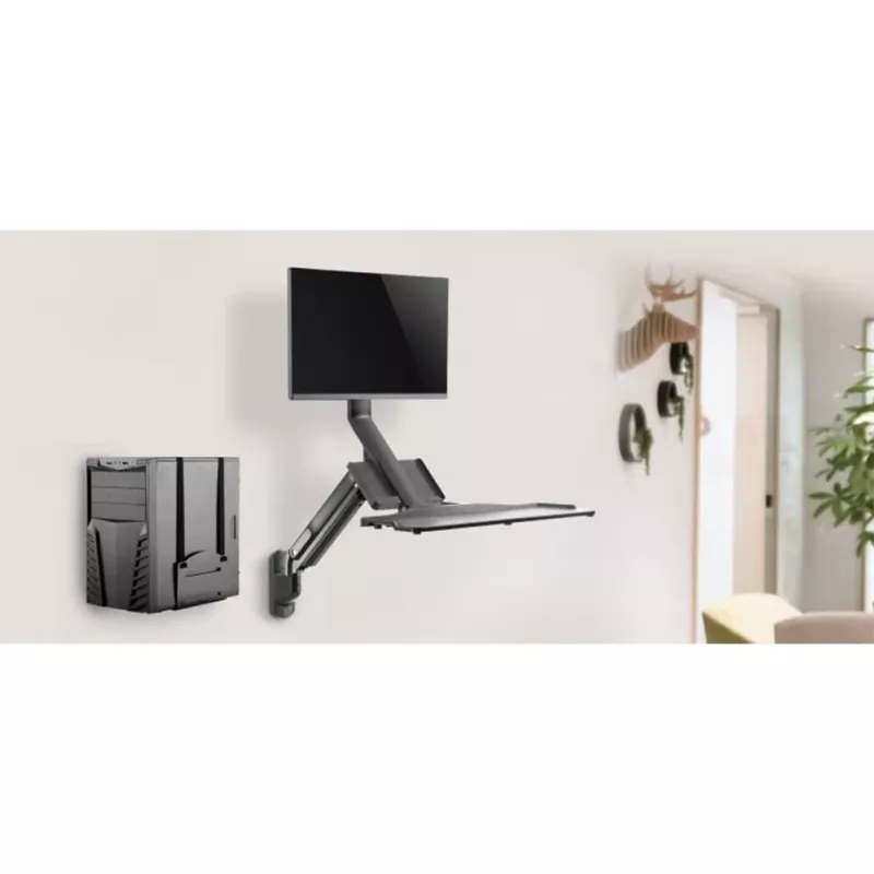 Wandmontage-Workstation MACLEAN MC-838 mit Gasfeder für Monitor, Tastatur und PC