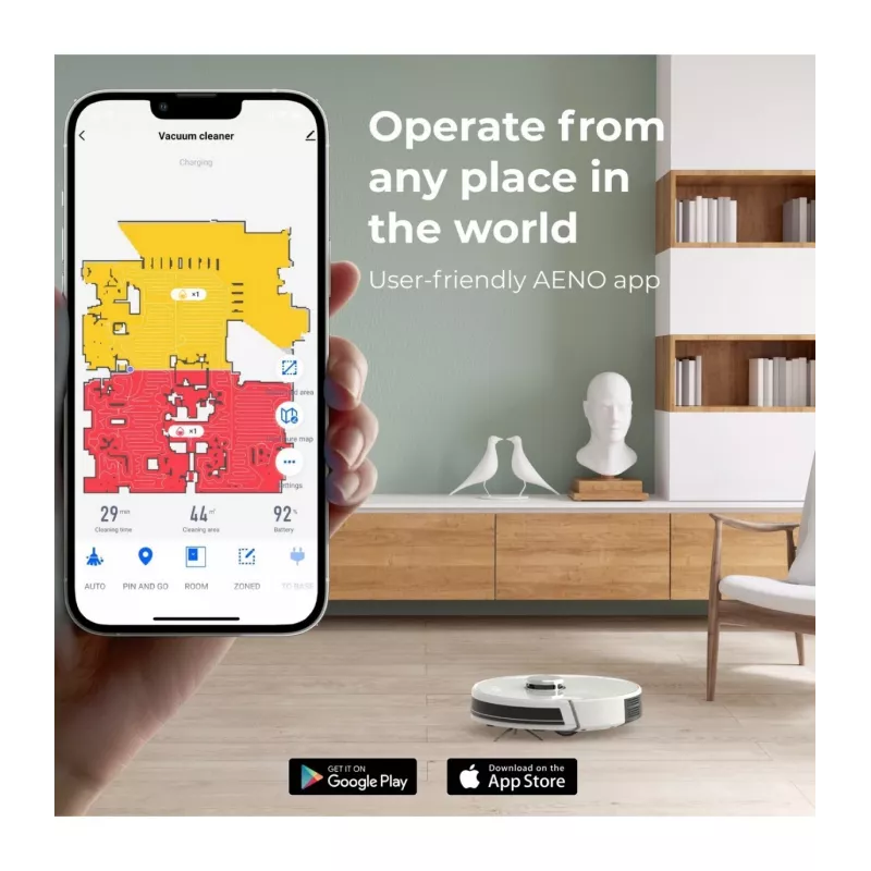AENO Saugroboter RC2S: Nass- & Trockenreinigung, smarte Steuerung AENO App, leistungsstarker japanischer Nidec-Motor, Turbomodus