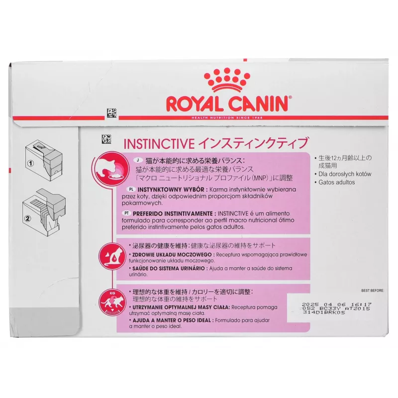 Nassfutter für Katzen Royal Canin Instinctive 12 x 85 g — Geflügel, ausgewachsen, Unterstützung der Harnwegsgesundheit